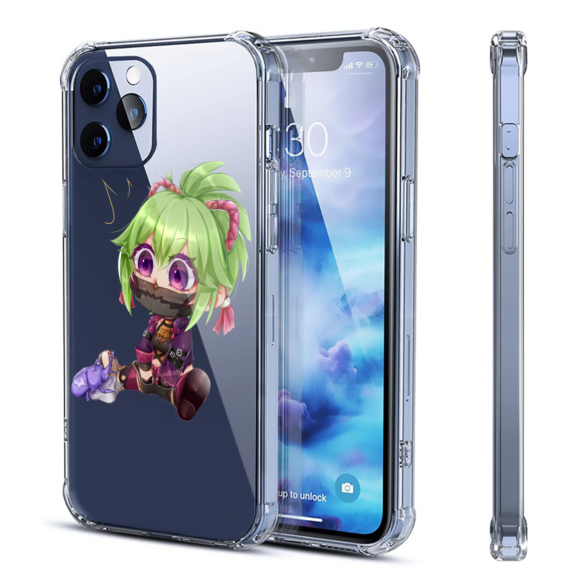 げんし神  久岐忍 くき しのぶ genshin Kuki Shinobu 【iPhone 12シリーズ対応】透明スマホケース（クリアソフトケース）